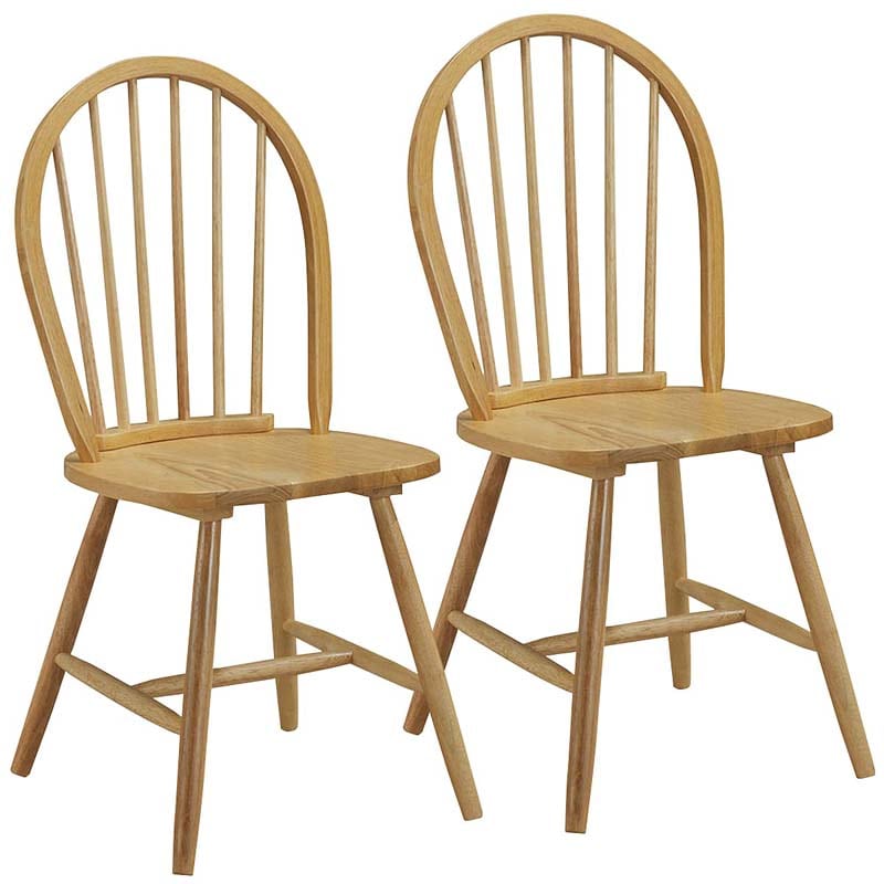 2 Pcs Vintage Windsor Wood Chairs with Spindle Back, French Country Armless Dining Chairs