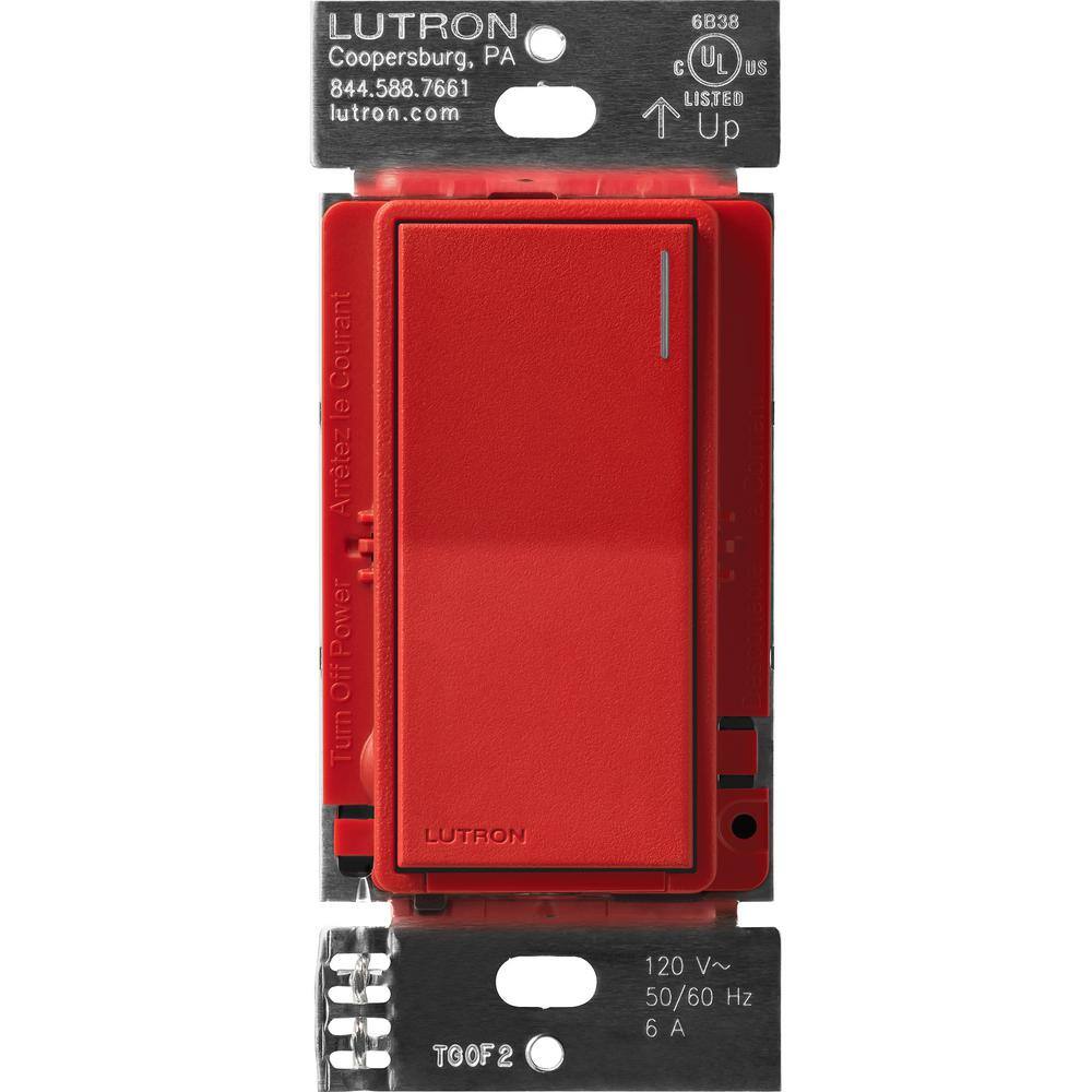 Lutron Sunnata Switch for 6A Lighting or 3A 110 HP Motor Single PoleMulti Location Signal Red (ST-6ANS-SR) ST-6ANS-SR