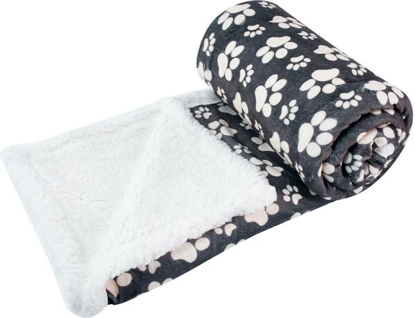 Happycare Textiles Ultra Soft Cozy Flannel Paw Print Sherpa Cat and Dog Blanket， 50x60-in