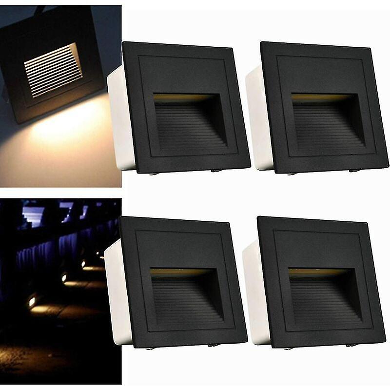 3w Led Recessed Wall Sconce Stair Lights Step Lights (warm White) Bedside Lamp Aluminum Lighting And Decorative Lights Ip65 Waterproof / Set Of Four [