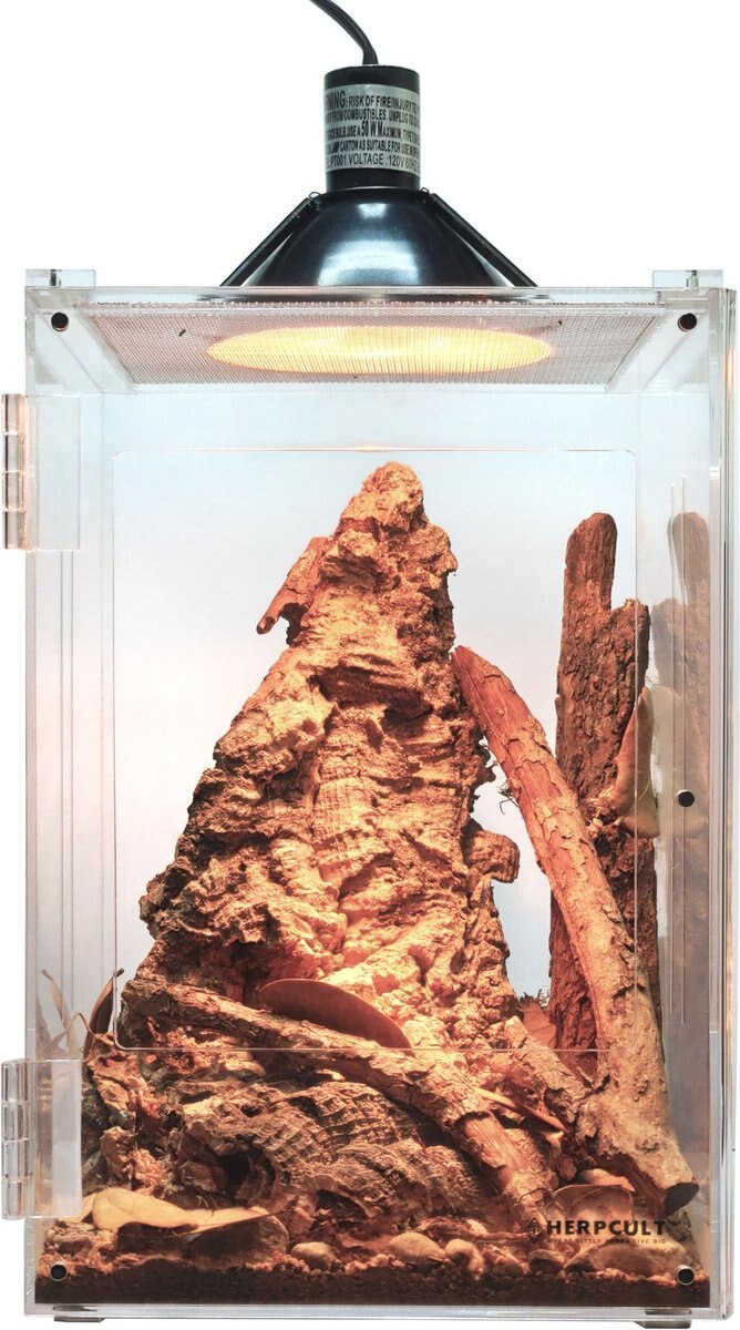 HerpCult Acrylic Front-Opening Reptile Enclosure， 3.3-gal