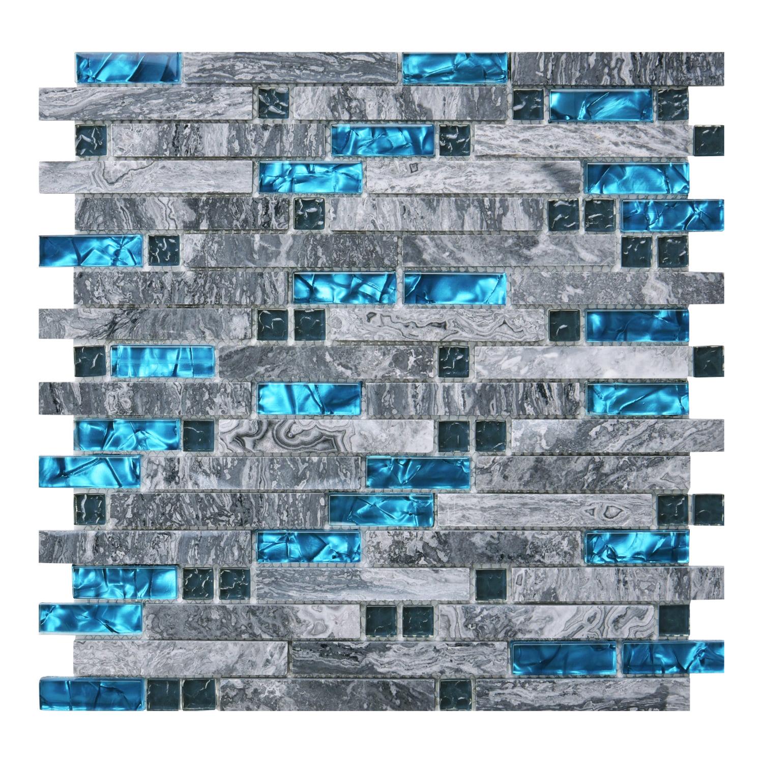 Art3d Decorative Stone Glass Tile 12 x 12 for Kitchen Backsplash or Bathroom Backsplash (5-Pack)