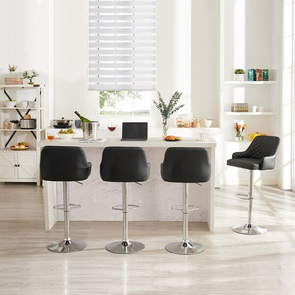 Javlergo Set of 4 Bar Stools Adjustable Counter Height Swivel Barstools with Back and Armrest