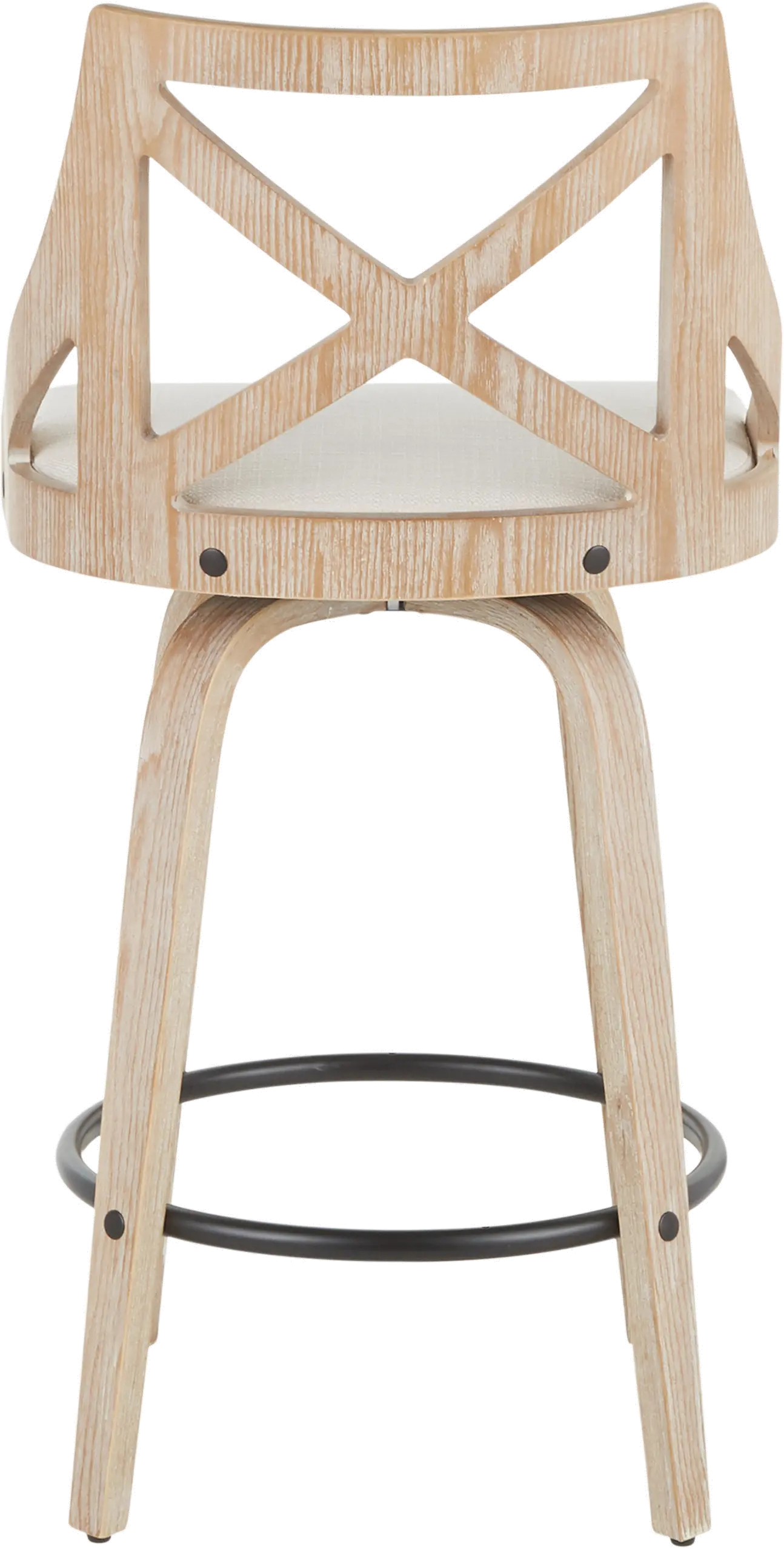 Charlotte Cream and White-Washed Wood Counter Stool， Set of 2