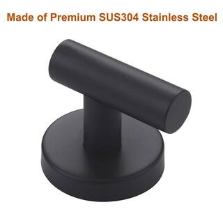 ruiling Round Bathroom Robe Hook and Towel Hook in Stainless Steel Matte Black (2-Pack) ATK-194