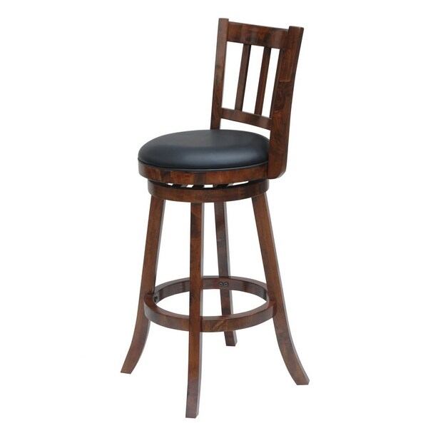 Round Padded Seat Counter Stool with Slatted Back， Brown and Black - 37.5 H x 18 W x 19.5 L Inches