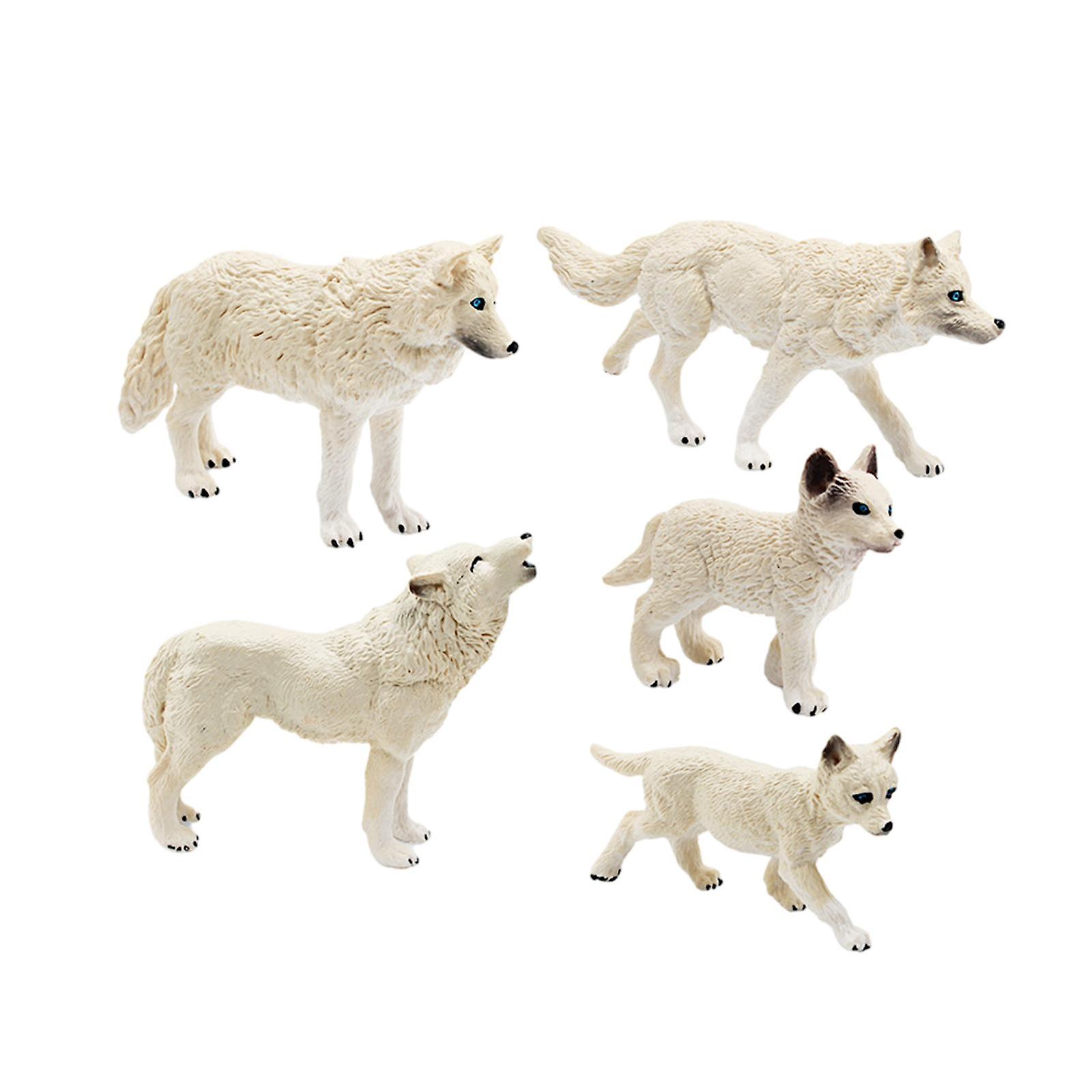 5pcs Wolf Toy Figurines Wolf Playset Model For Xmas Present Educational Toys