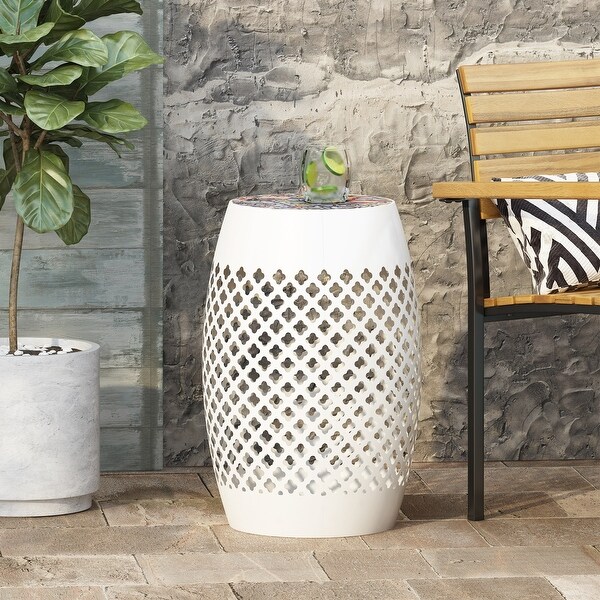 Roswell Outdoor Lace Cut Side Table by Christopher Knight Home