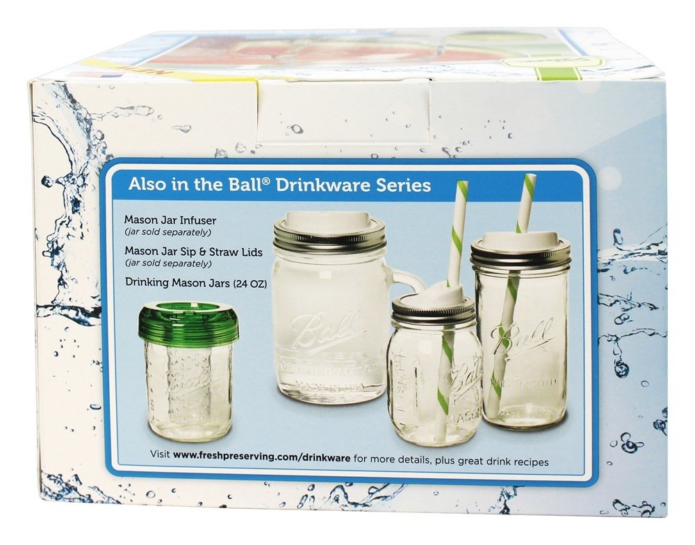 BALL Regular Mouth Mason Jar Drink Mugs， 16.oz， 4-count