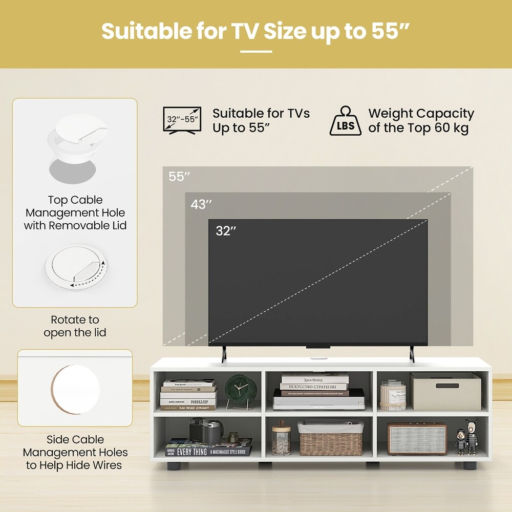 Gymax TV Stand for TV up to 55'' Home TV Cabinet w/ 6 Storage