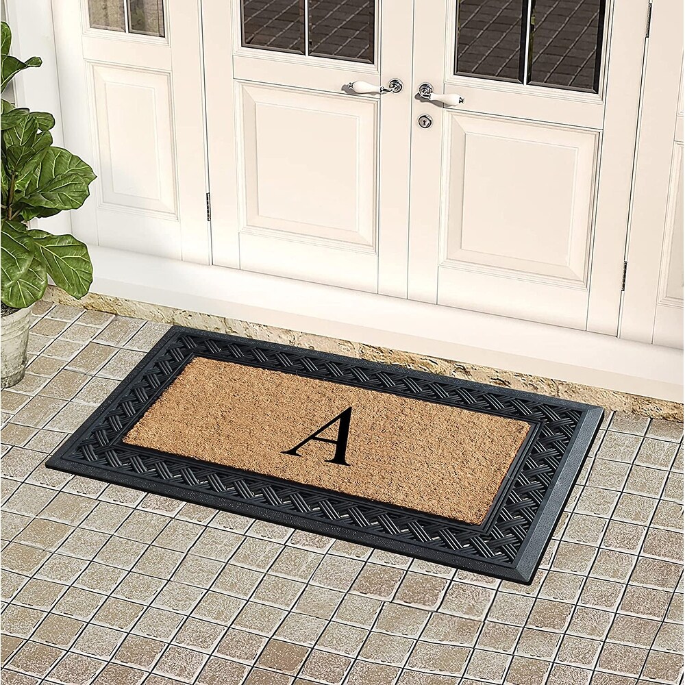 A1HC Paisley Border Rubber and Coir Large Heavy Duty Outdoor Monogrammed Doormat  23\