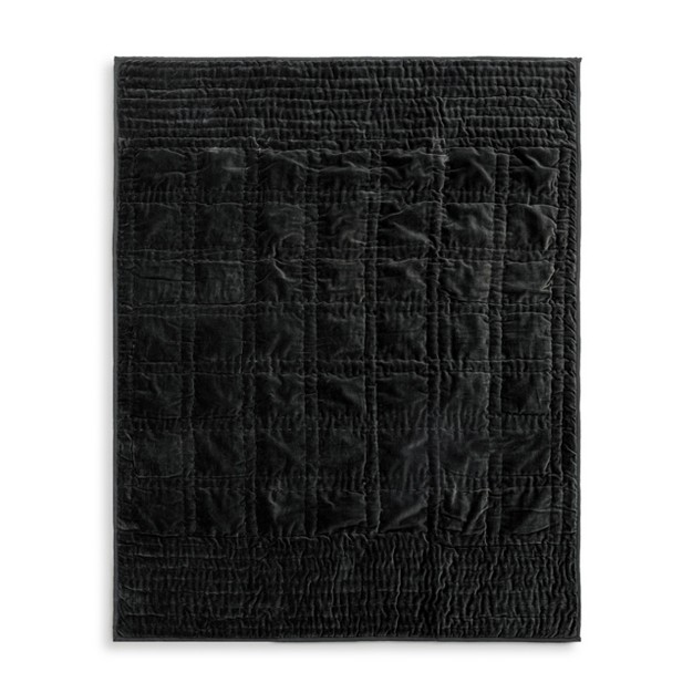 Demdaco Velvet Throw Blanket Charcoal