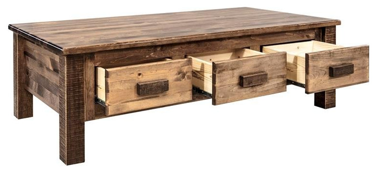 Montana Woodworks Homestead Wood Coffee Table with 6 Drawers in Brown   Rustic   Coffee Tables   by Homesquare  Houzz