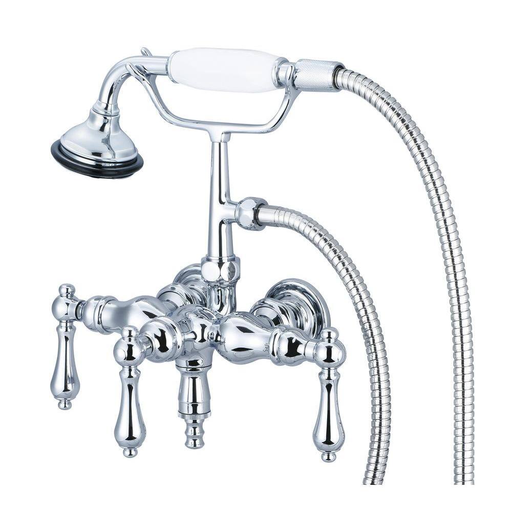 Water Creation 3-Handle Vintage Claw Foot Tub Faucet with Hand Shower and Lever Handles in Triple Plated Chrome F6-0017-01-AL