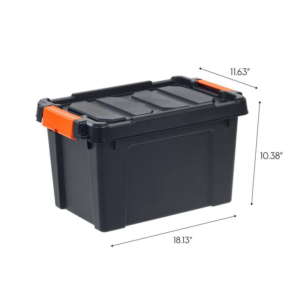 IRIS 20 Qt. Heavy Duty Plastic Storage Box in Black (4-Pack) 500152