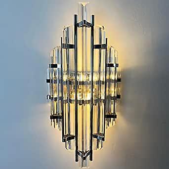 Metal and glass wall lamp inside