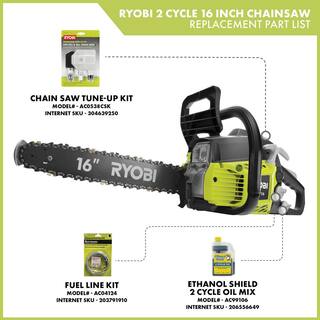 RYOBI 16 in. 37cc 2-Cycle Gas Chainsaw with Heavy-Duty Case RY3716