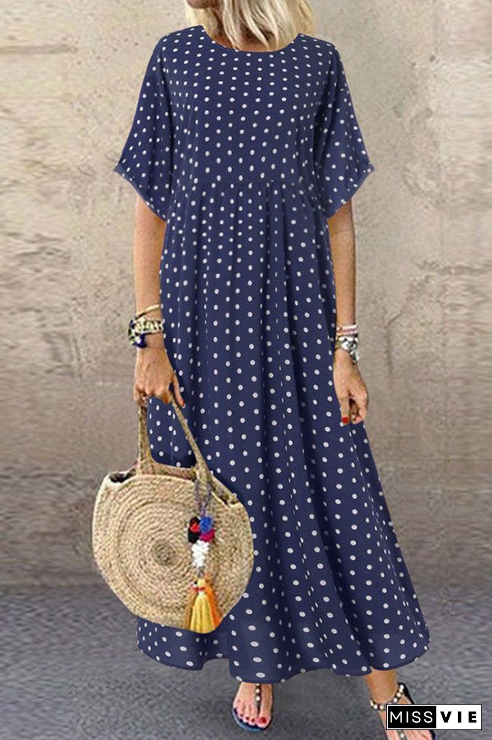 Polka Dot Scoop Vacation Dress