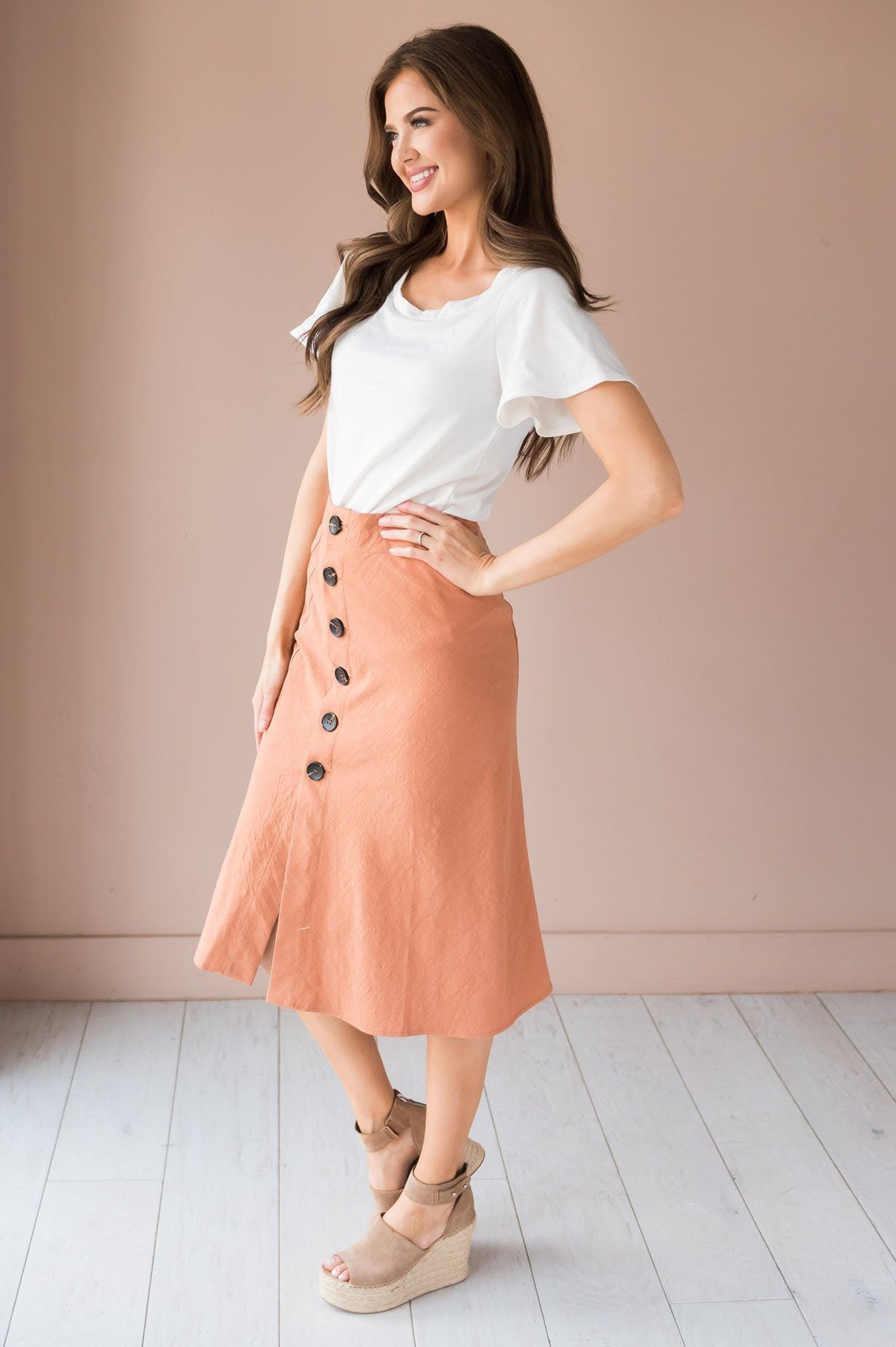 Fall Breeze Modest Button Down Skirt