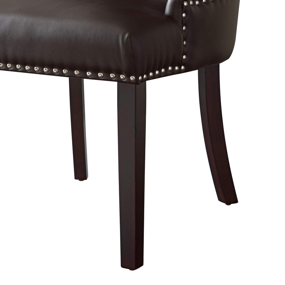 George Leather Dining Chair Tufted Nailhead Trim (Set of 2)