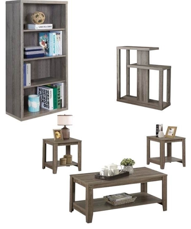 5 Piece Living Room Set with Coffee Table Set and Bookcase in Dark Taupe   Transitional   Coffee Table Sets   by Homesquare  Houzz