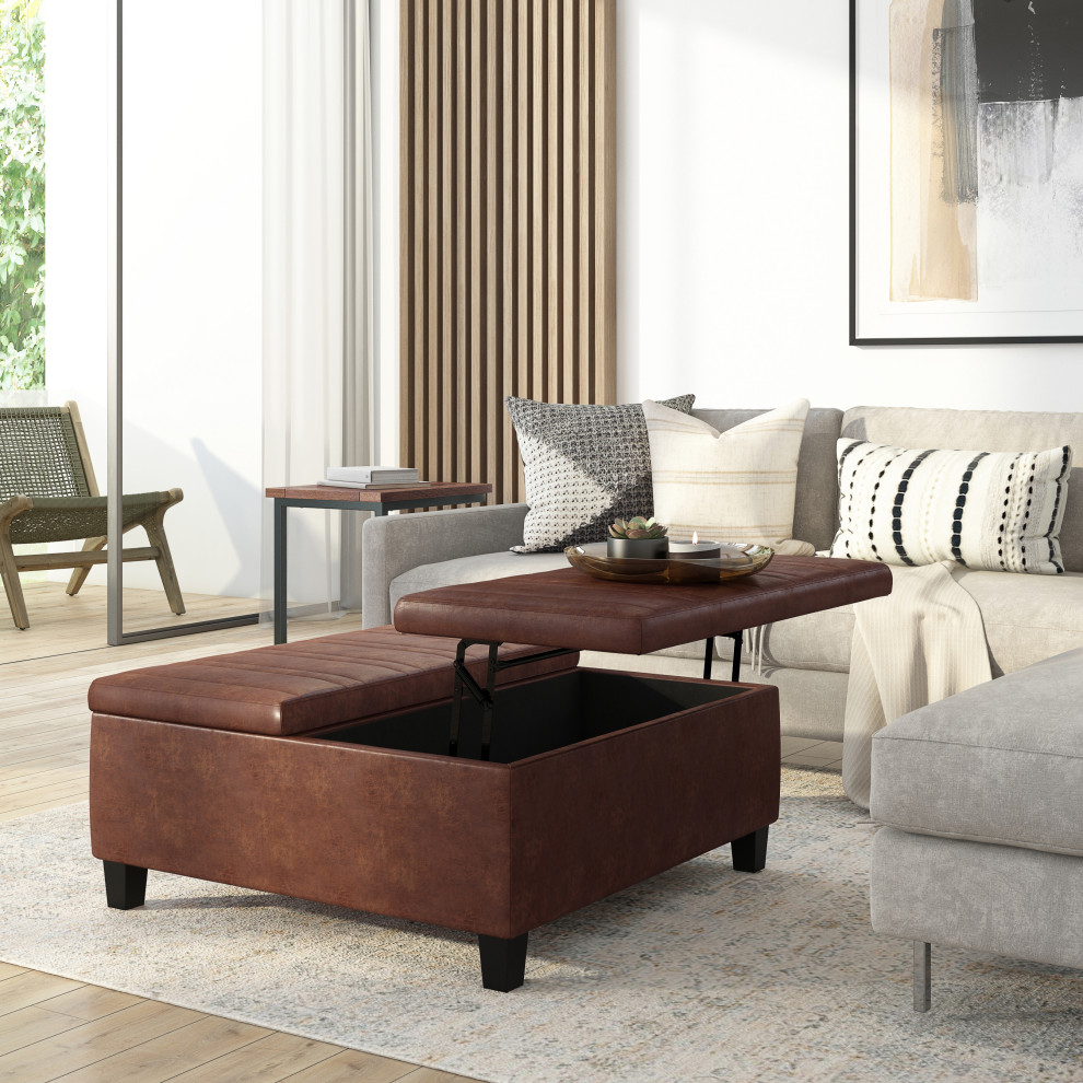 Ellis Coffee Table Storage Ottoman   Transitional   Footstools And Ottomans   by Simpli Home Ltd.  Houzz