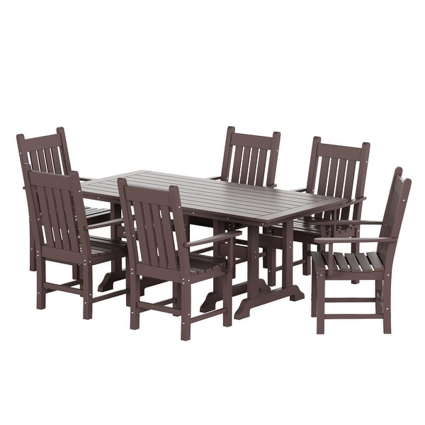 Polytrends Laguna Hdpe All Weather Outdoor Patio Dining Set with Rectangle Table，Arm Chairs (7Piece Set)