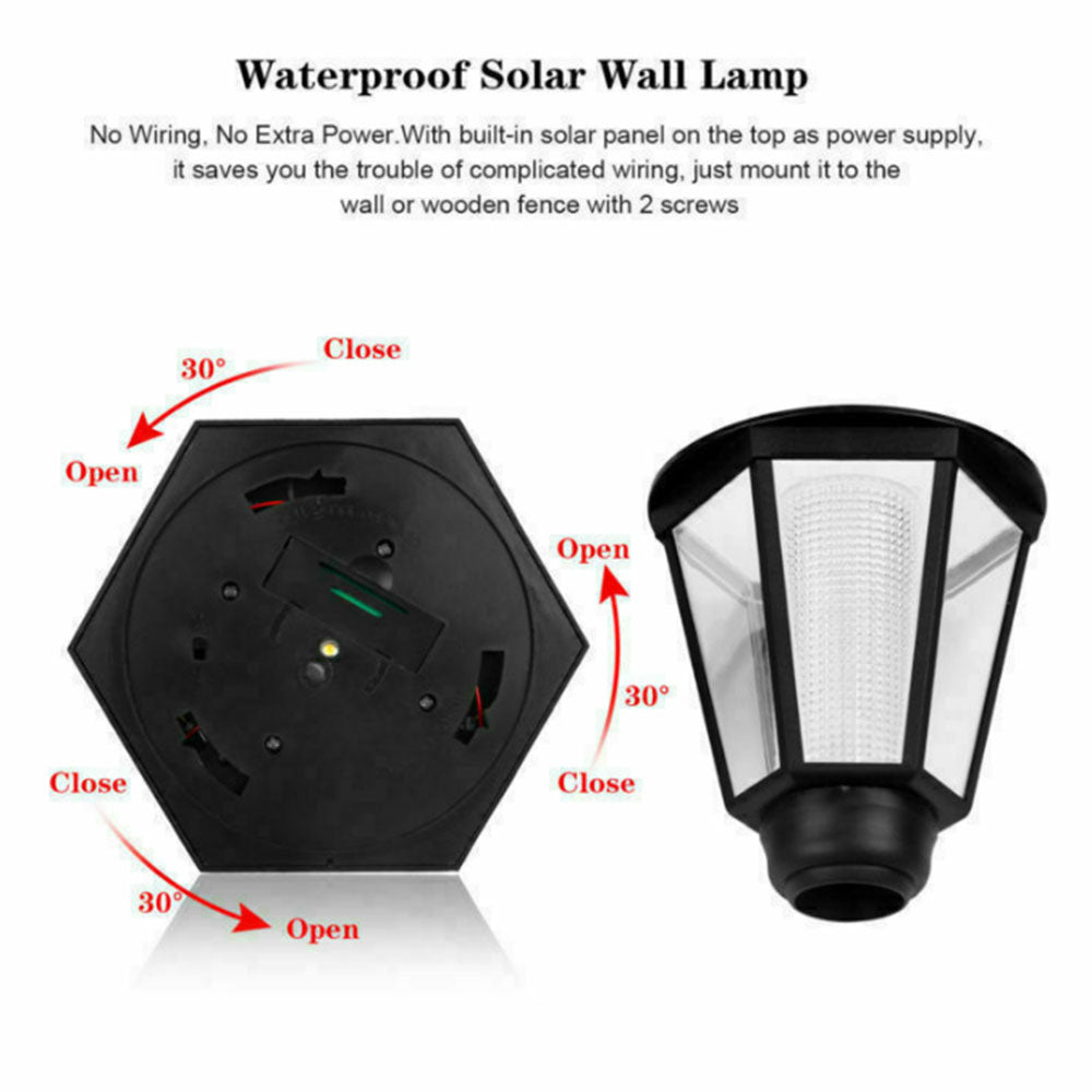 2pcs Waterproof Wall Mount Solar Lights Outdoor Pathway Gate Bright White Lamp Automatic Induction