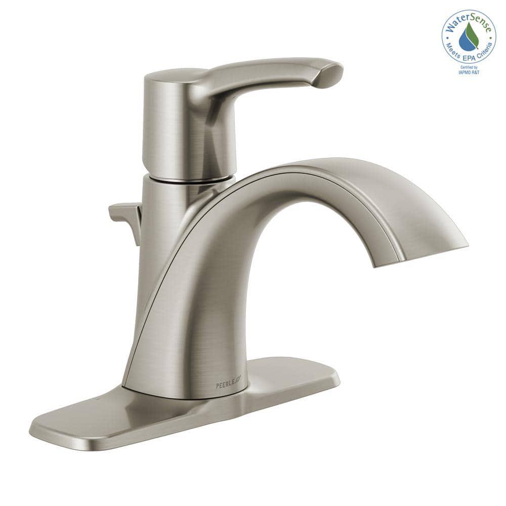 Peerless Parkwood Single Hole SingleHandle Bathroom Faucet with PopUp Assembly in Brushed Nickel