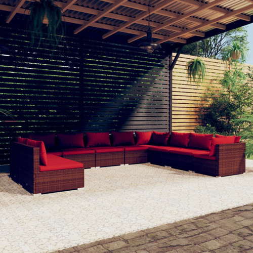 vidaXL Patio Lounge Set Outdoor Sectional Sofa Set 7 Piece Black Poly Rattan   Tropical   Outdoor Sofas   by vidaXL LLC  Houzz