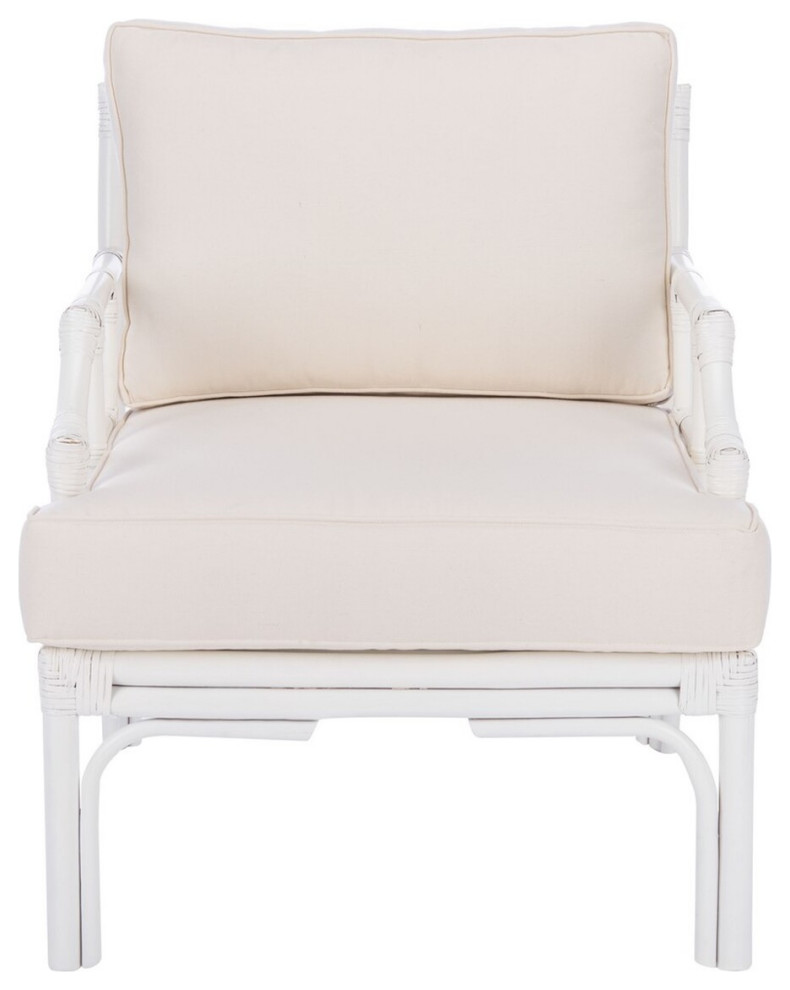 Zimmi Accent Chair With Cushion White   Tropical   Armchairs And Accent Chairs   by Peachtree Fine Furniture  Houzz