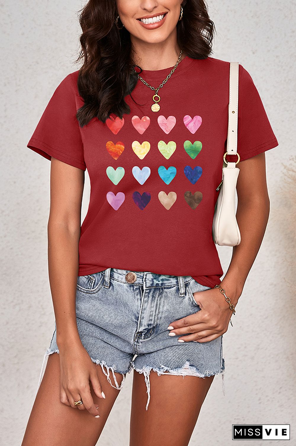 Watercolor Heart Tee, Heart Graphic Shirt Wholesale