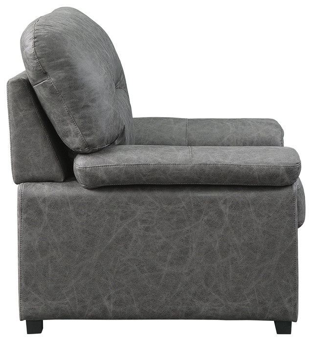 Lexicon Michigan Microfiber Sofa in Dark Gray   Contemporary   Sofas   by Homesquare  Houzz