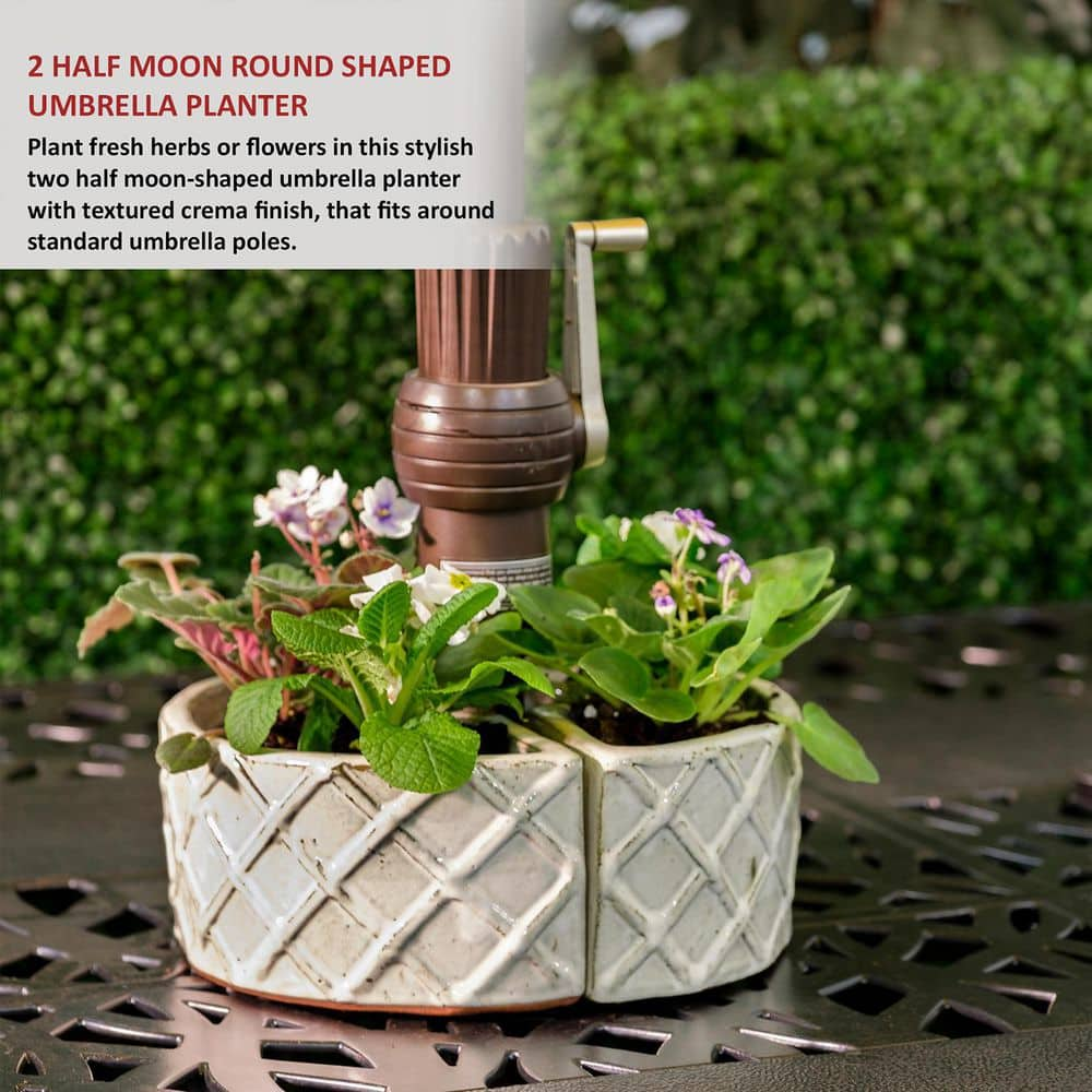 Alfresco Crema Ceramic Trellis Umbrella Planter 38-8448