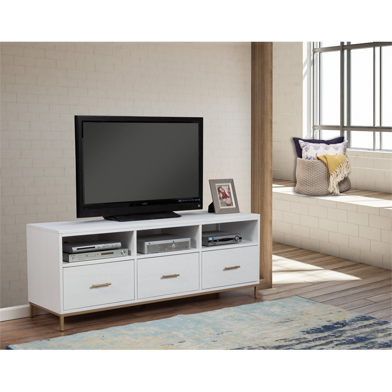 Alpine Furniture Madelyn Wood TV Console in White   Contemporary   Entertainment Centers And Tv Stands   by VirVentures  Houzz