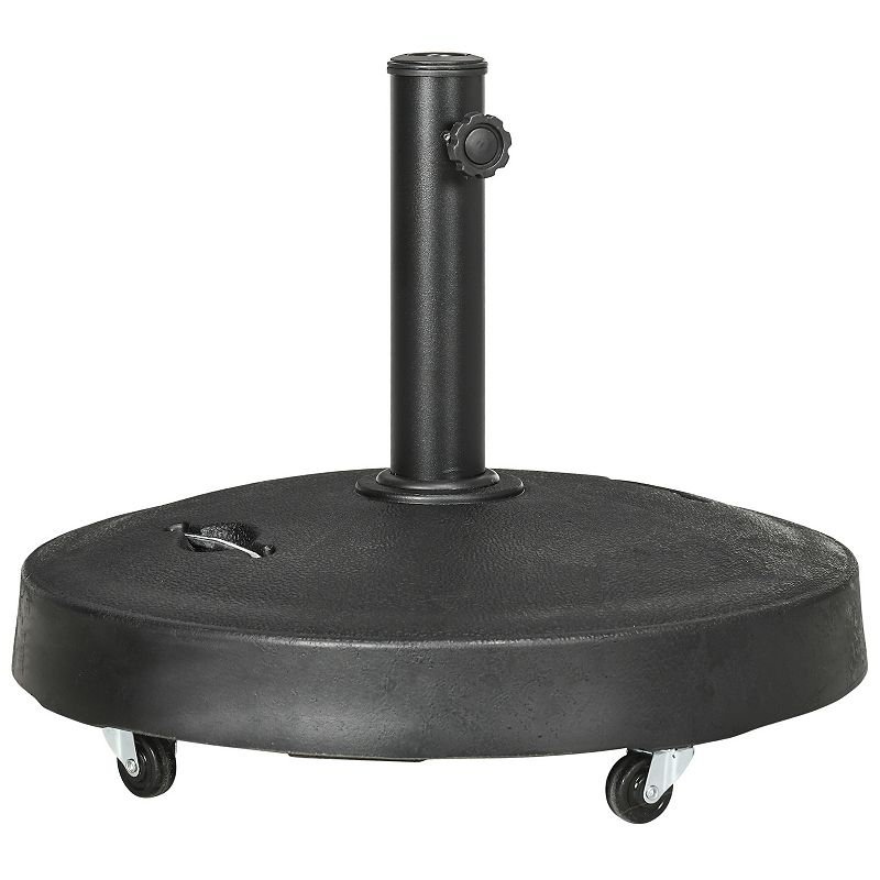 Outsunny 52lbs Patio Umbrella Base with Wheels and Handles， Umbrella Stand