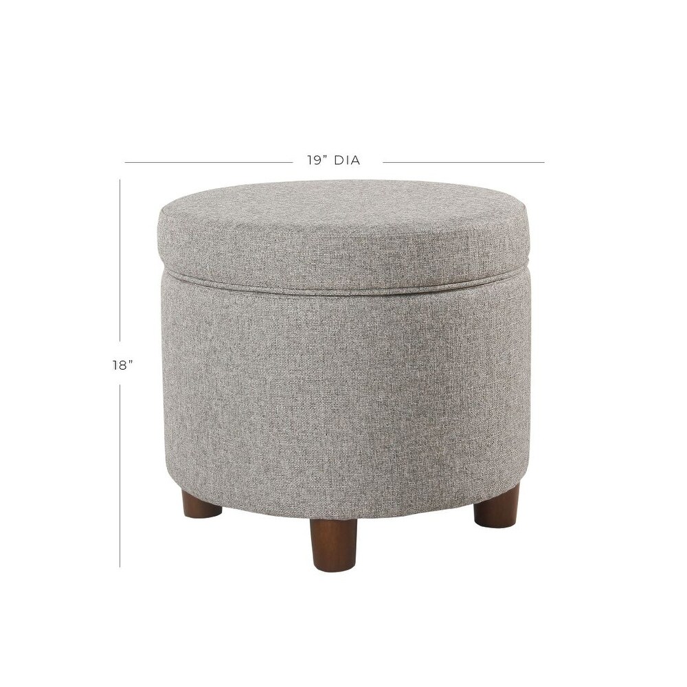 Porch   Den Parkchester Light Gray Tweed Round Storage Ottoman