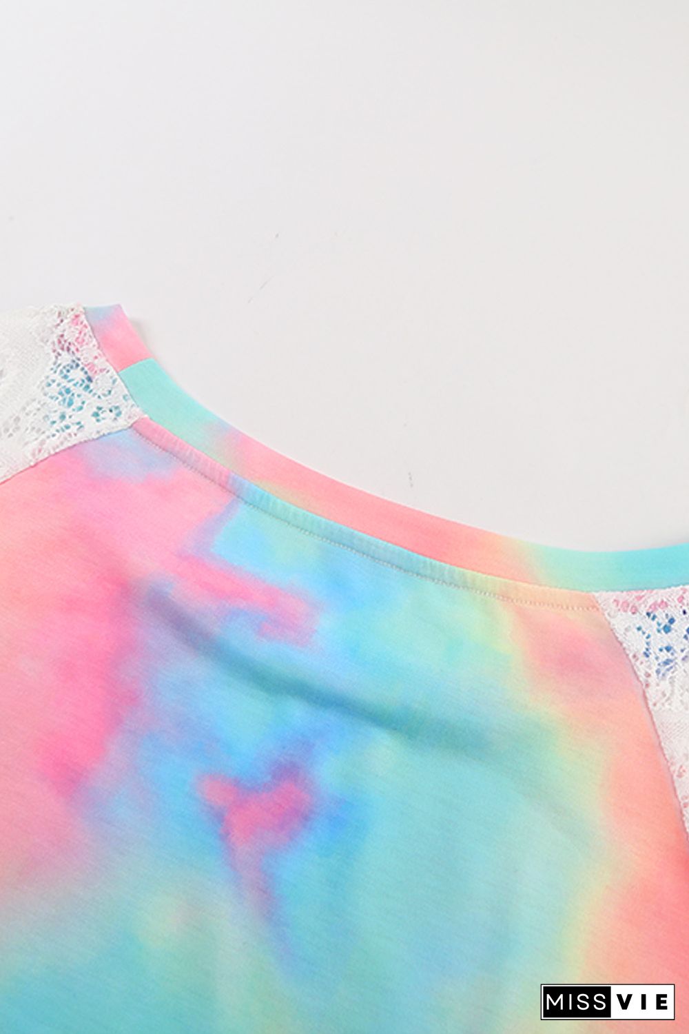 Bright Tie-dye Crochet Raglan Tee