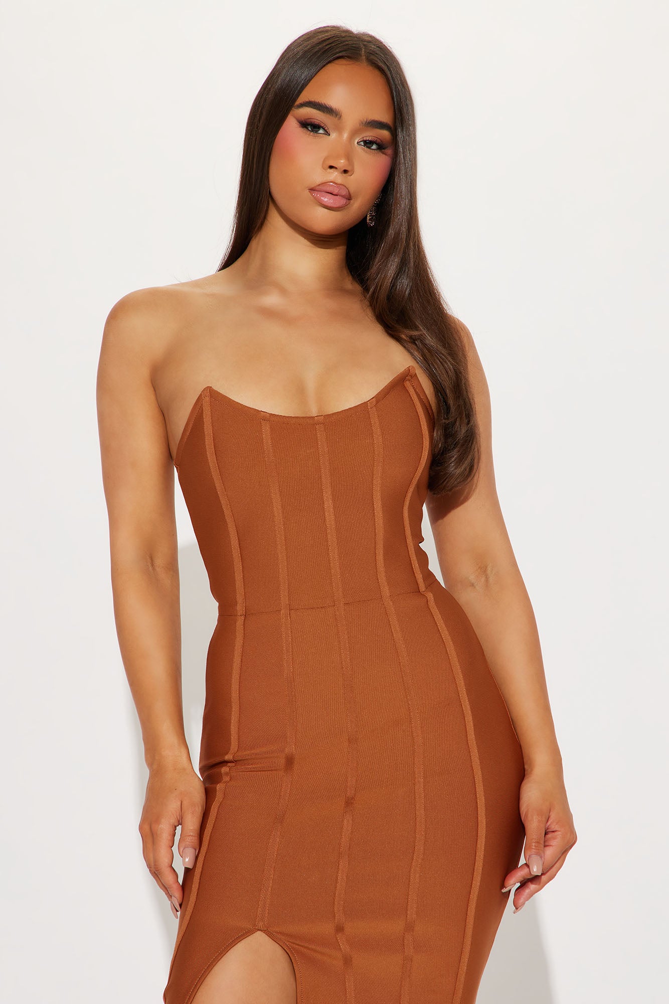 Carla Bandage Midi Dress - Cognac