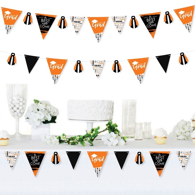 Big Dot Of Happiness 30 Piece Orange Graduation Party Pennant Triangle Banner