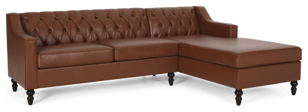 Bluewater Contemporary Tufted Chaise Sectional   Traditional   Sectional Sofas   by GDFStudio  Houzz