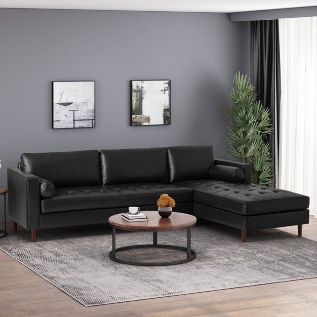 Malinta Contemporary Tufted Upholstered Chaise Sectional Christopher Knight Home