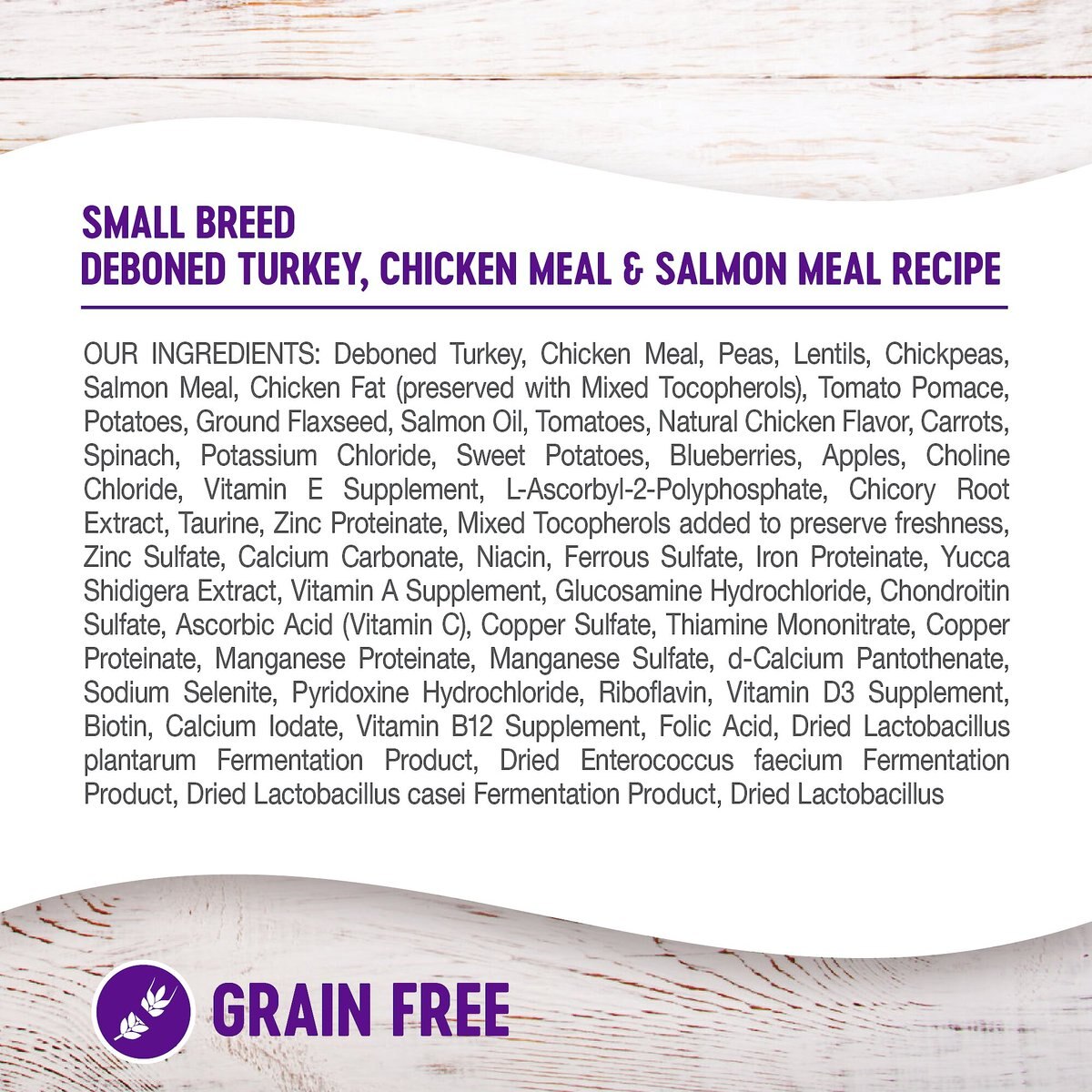 Wellness Grain-Free Complete Health Small Breed Adult Deboned Turkey， Chicken Meal and Salmon Meal Recipe Dry Dog Food