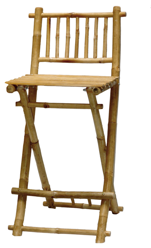 Bamboo Chair Folding Bar Stool  Set of 2   Asian   Folding Chairs And Stools   by bamboo54  Houzz