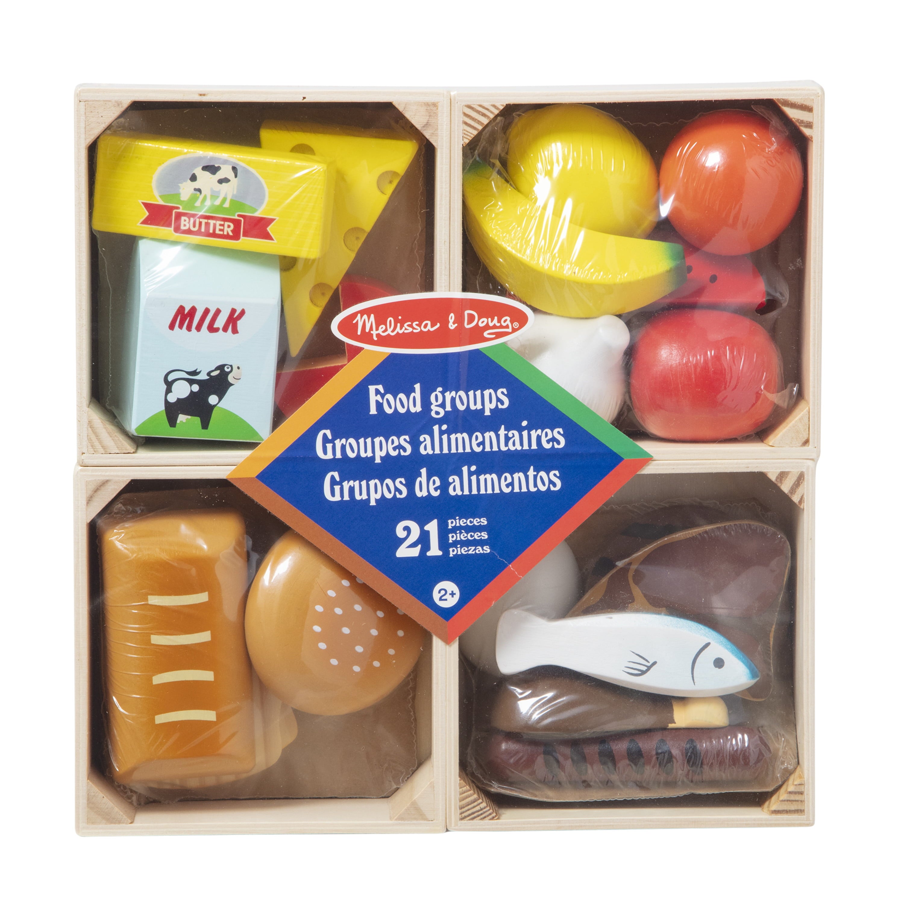 Melissa and Doug Food Groups - 21 Wooden Pieces and 4 Crates