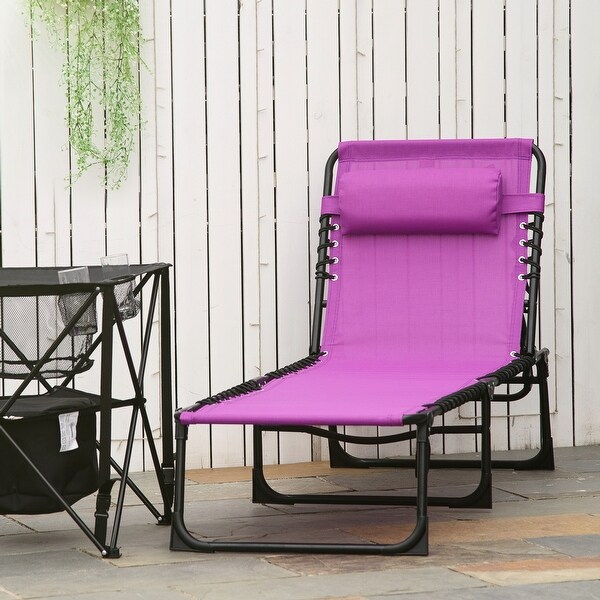 Outsunny Folding Chaise Lounge Chair Portable Lightweight Reclining Garden Sun Lounger with 4Position Adjustable Backrest