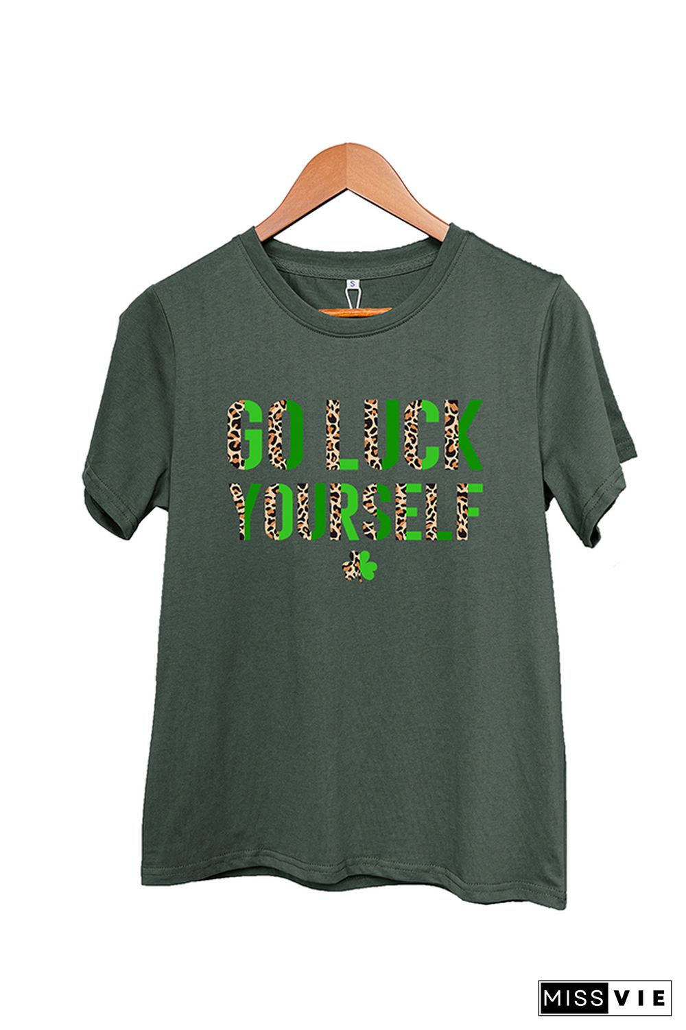 Go Luck Yourself Print Short Sleeve Graphic Tee Wholesale