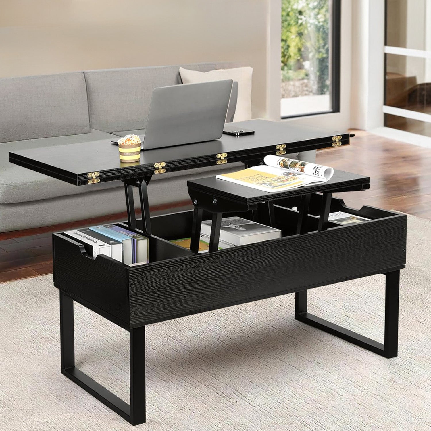 Lift Top Coffee Table Modern Lift Dining Table 3 in 1 with Storage