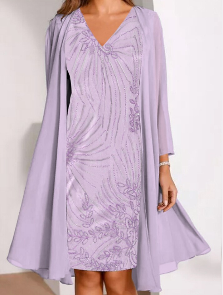 Women's Dress Set Two Piece Dress Blue Purple Khaki Long Sleeve Floral Pure Color Sequins Ruched Winter Fall V Neck Elegant Casual Classic Fall Dress 2022 S M L XL XXL 3XL / Winter Dress