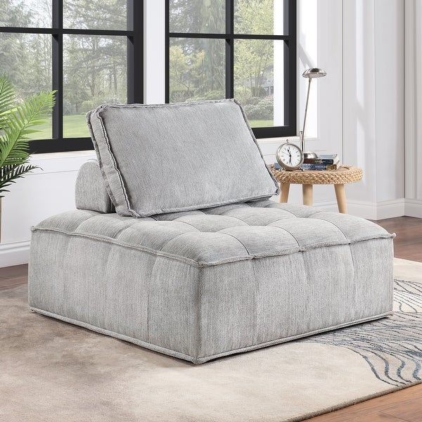 Upholstered Seating Armless Accent Chair Oversized Leisure Sofa Lounge Chair Lazy Sofa Barrel Chair， for Livingroom， Gray